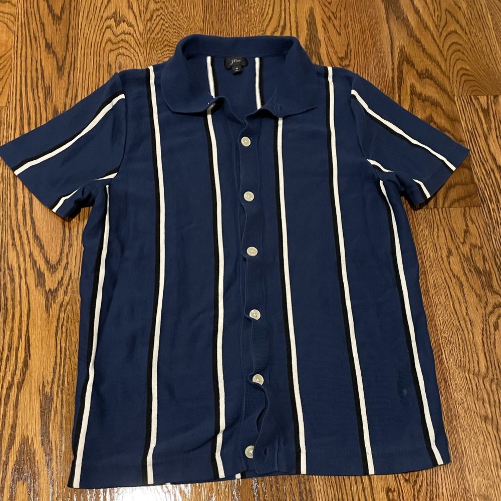 Retro Button Up Sweater - Pin Stripes